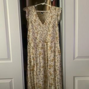 Yellow floral midi dress